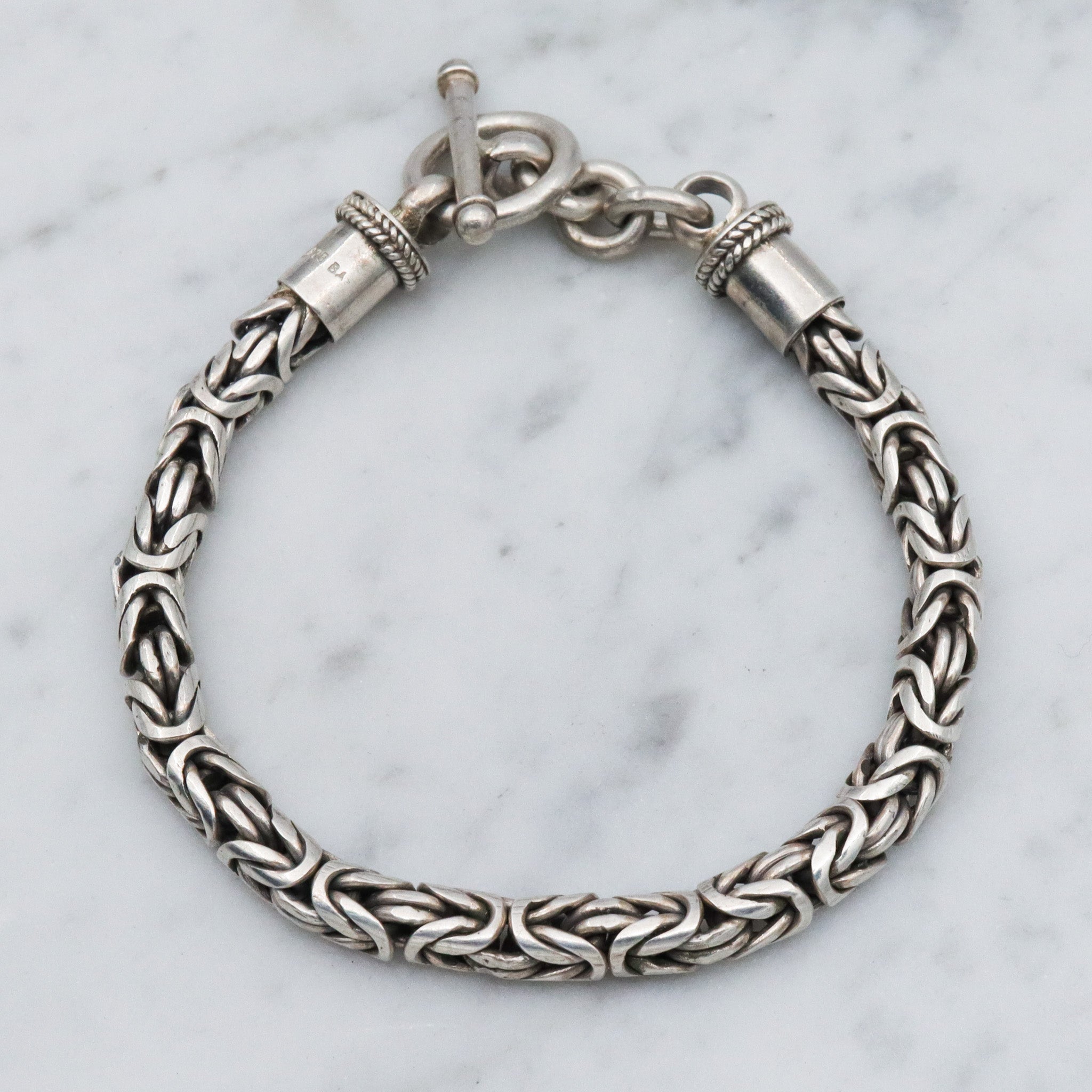 Vintage sterling silver 5mm byzantine link bracelet